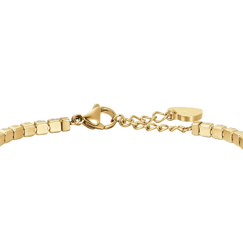 IP GOLD STAHL DAMEN TENNISARMBAND MIT WEISSEN KRISTALLEN