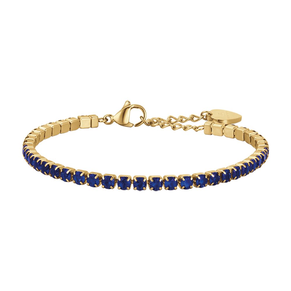 DAMEN-TENNISARMBAND AUS IP-GOLDSTAHL MIT BLAUEN KRISTALLEN Luca Barra