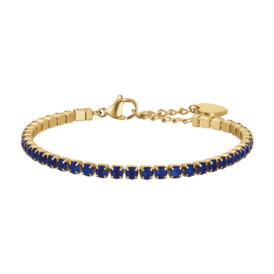 DAMEN-TENNISARMBAND AUS IP-GOLDSTAHL MIT BLAUEN KRISTALLEN Luca Barra