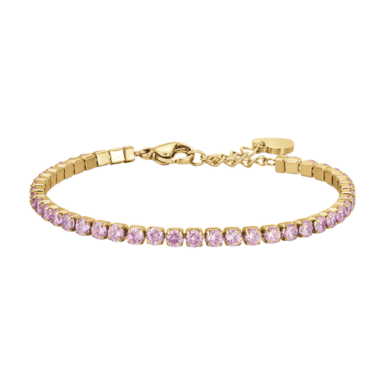 DAMEN-TENNIS-ARMBAND AUS IP-GOLDSTAHL MIT PINK-KRISTALLEN Luca Barra