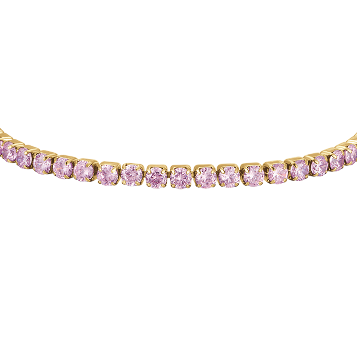 DAMEN IP GOLD STAHL TENNISARMBAND MIT ROSA KRISTALLEN