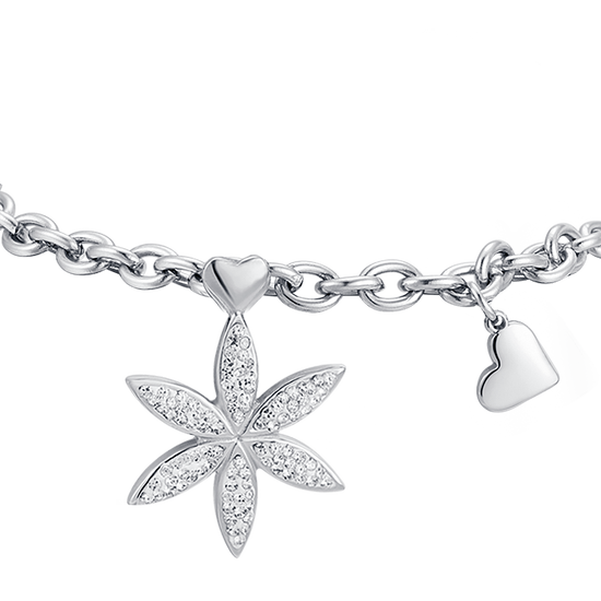 DAMENARMBAND AUS STAHL MIT BLUME DES LEBENS MIT WEISSEN KRISTALLEN