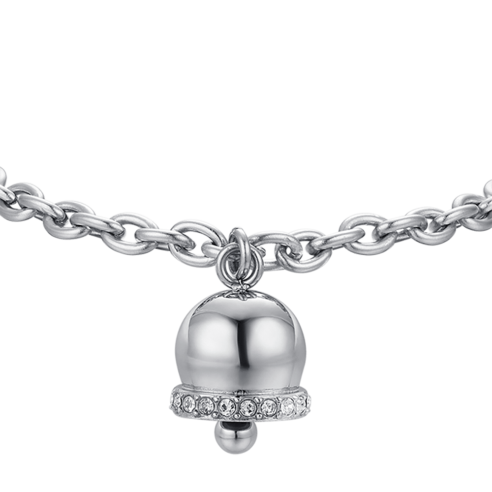 DAMEN-GLOCKENARMBAND AUS STAHL MIT WEISSEN KRISTALLEN