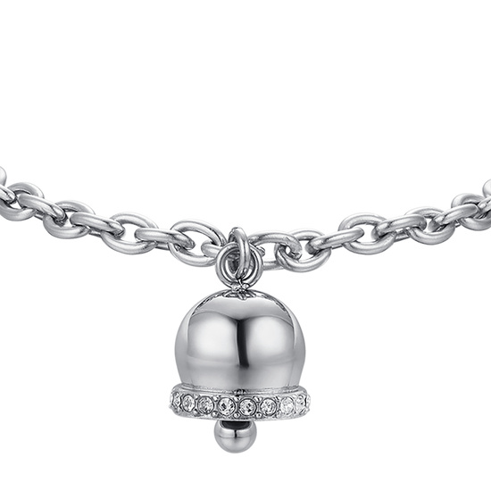 DAMEN-GLOCKENARMBAND AUS STAHL MIT WEISSEN KRISTALLEN