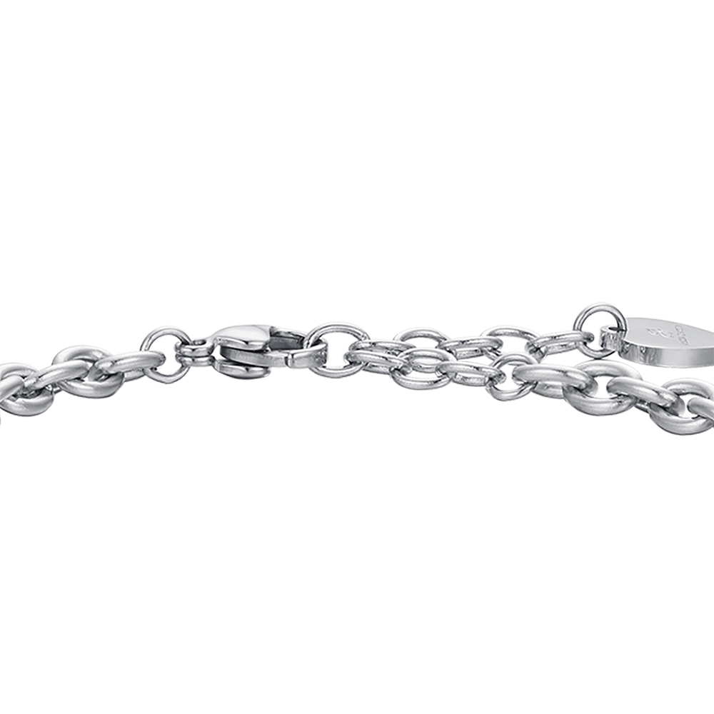 DAMEN-GLOCKENARMBAND AUS STAHL MIT WEISSEN KRISTALLEN