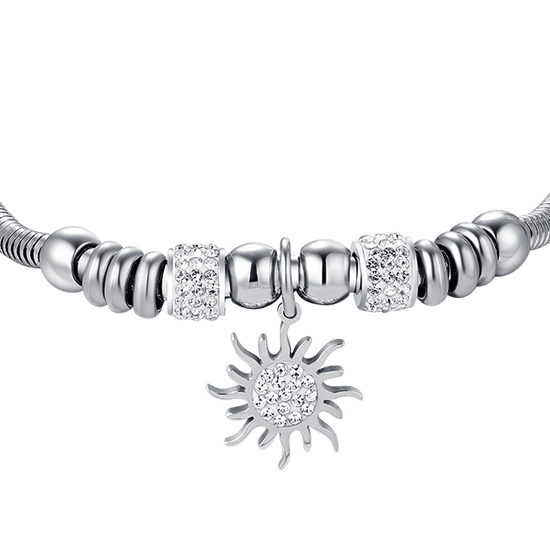 DAMEN-SONNENARMBAND AUS STAHL MIT WEISSEN KRISTALLEN