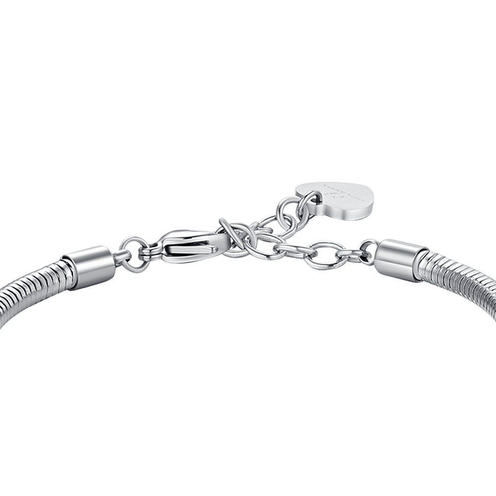 DAMENARMBAND AUS STAHL MIT LEBENSBAUM UND WEISSEN KRISTALLEN