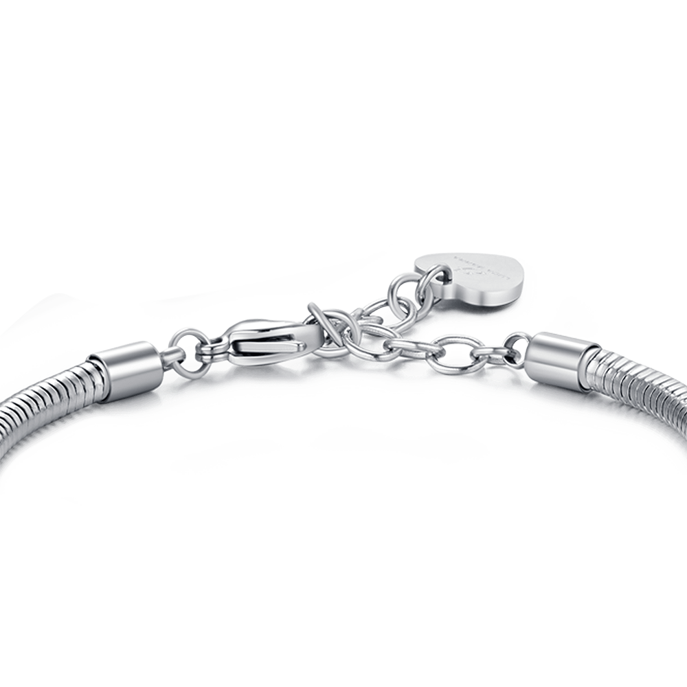 DAMENARMBAND AUS STAHL MIT VIERBLÄTTRIGEM KLEEBLATT MIT WEISSEN KRISTALLEN