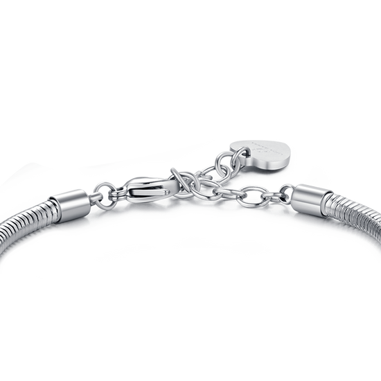 DAMENARMBAND AUS STAHL MIT VIERBLÄTTRIGEM KLEEBLATT MIT WEISSEN KRISTALLEN