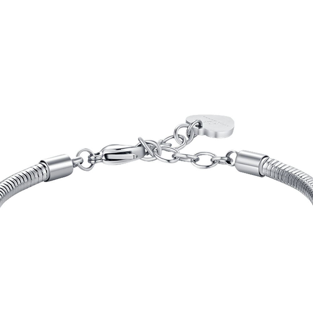 DAMENARMBAND AUS STAHL MIT VIERBLÄTTRIGEM KLEEBLATT MIT WEISSEN KRISTALLEN