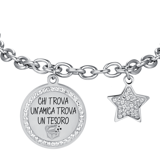 FRAUENARMBAND AUS STAHL WER EINEN FREUND FINDET, FINDET EINEN SCHATZ