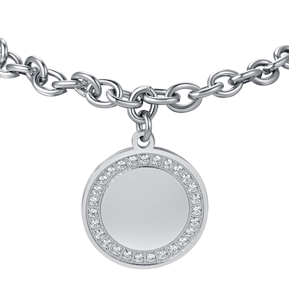 DAMENARMBAND AUS STAHL MIT WEISSEN KRISTALLEN