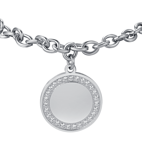 DAMENARMBAND AUS STAHL MIT WEISSEN KRISTALLEN