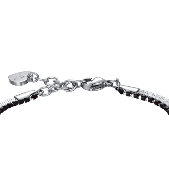 DAMENARMBAND AUS STAHL MIT HORN UND SCHWARZEN ELEMENTEN