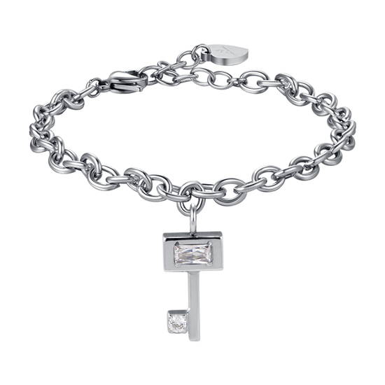 SCHLÜSSELARMBAND FÜR FRAUEN AUS STAHL MIT WEISSEN KRISTALLEN