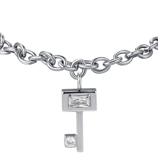 SCHLÜSSELARMBAND FÜR FRAUEN AUS STAHL MIT WEISSEN KRISTALLEN