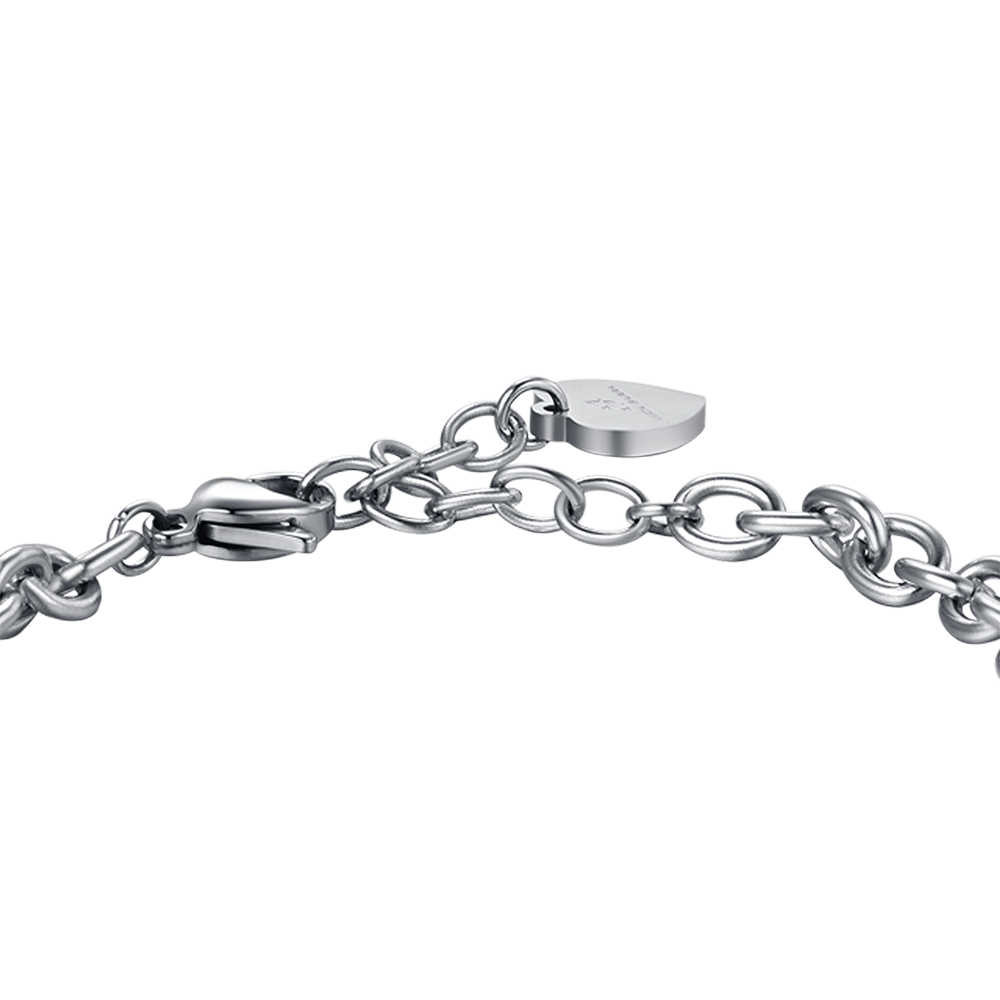 SCHLÜSSELARMBAND FÜR FRAUEN AUS STAHL MIT WEISSEN KRISTALLEN