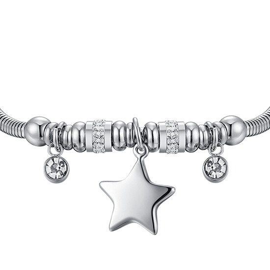 DAMENARMBAND AUS STAHL MIT STERN UND WEISSEN KRISTALLEN