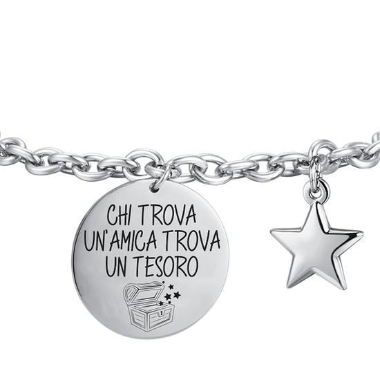FRAUENARMBAND AUS STAHL WER EINEN FREUND FINDET, FINDET EINEN SCHATZ