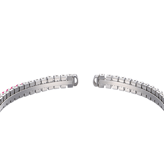 DAMENARMBAND AUS STAHL MIT FUCHSIAFARBENEN KRISTALLEN