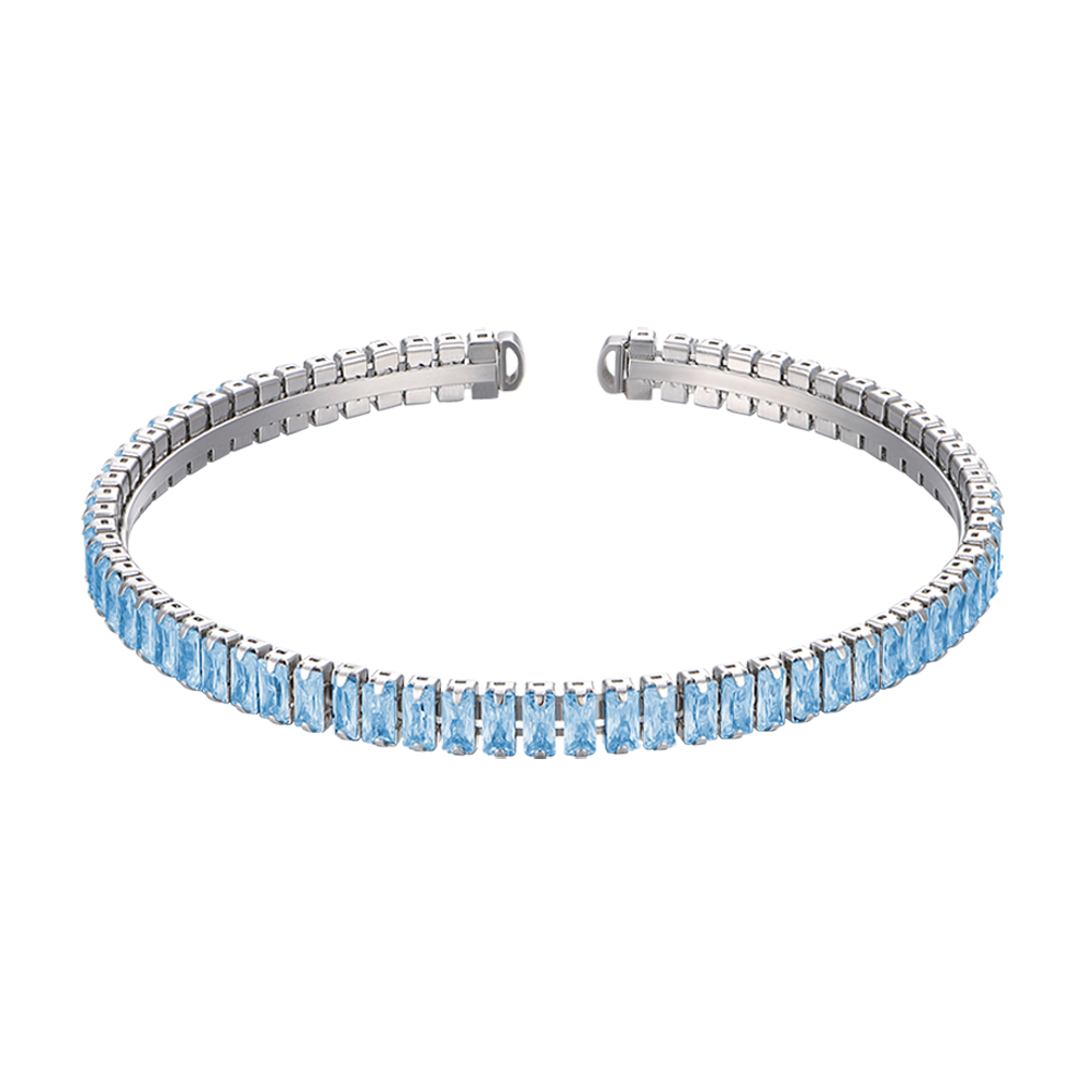 FRAUENARMBAND AUS STAHL MIT BLAUEN KRISTALLEN Luca Barra