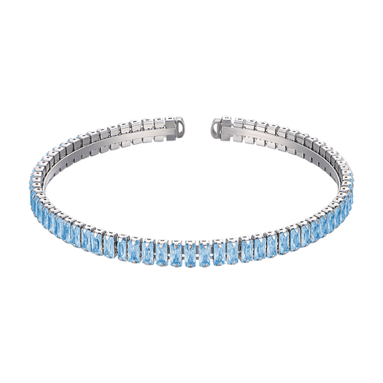 FRAUENARMBAND AUS STAHL MIT BLAUEN KRISTALLEN Luca Barra