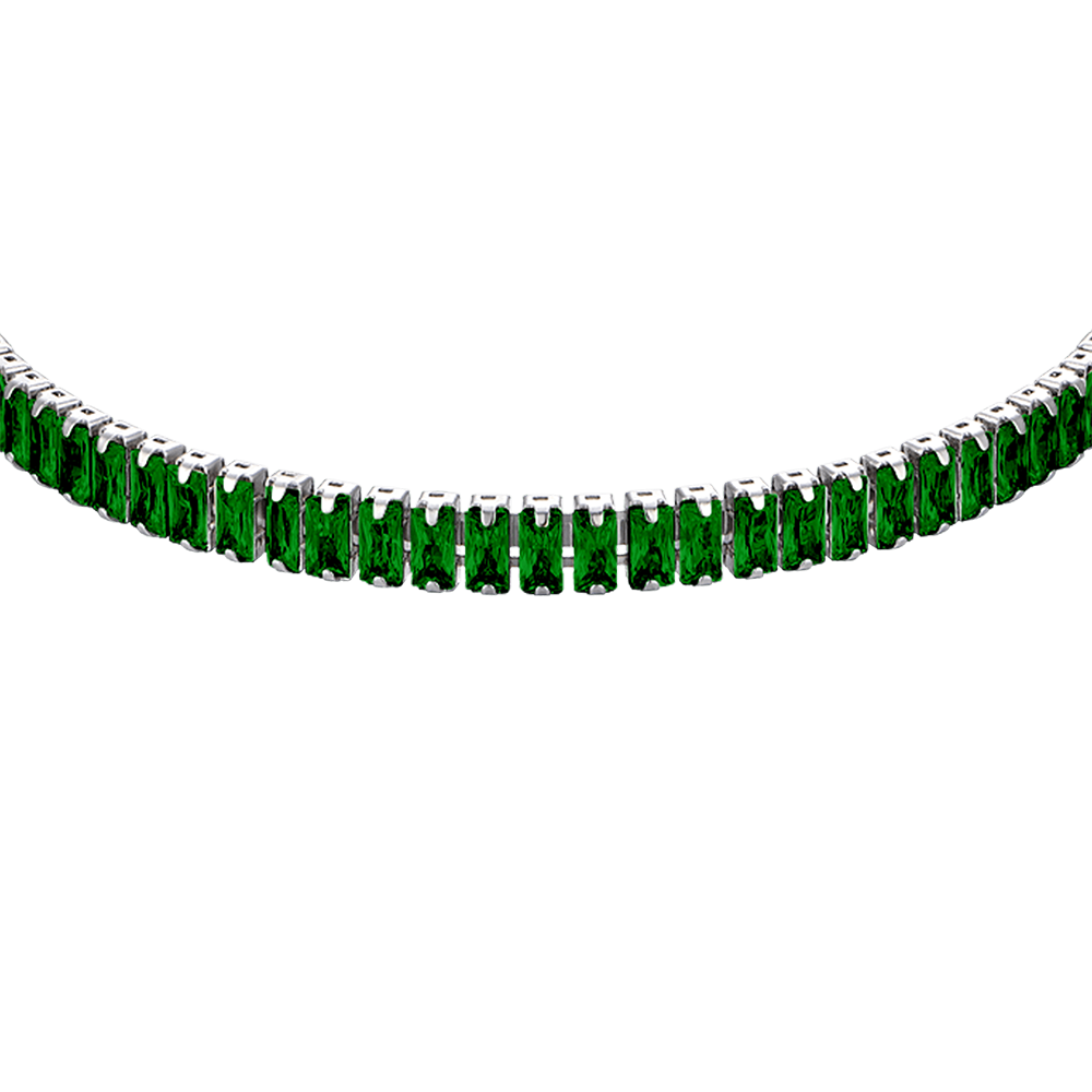 DAMEN STAHLARMBAND MIT GRÜNEN KRISTALLEN
