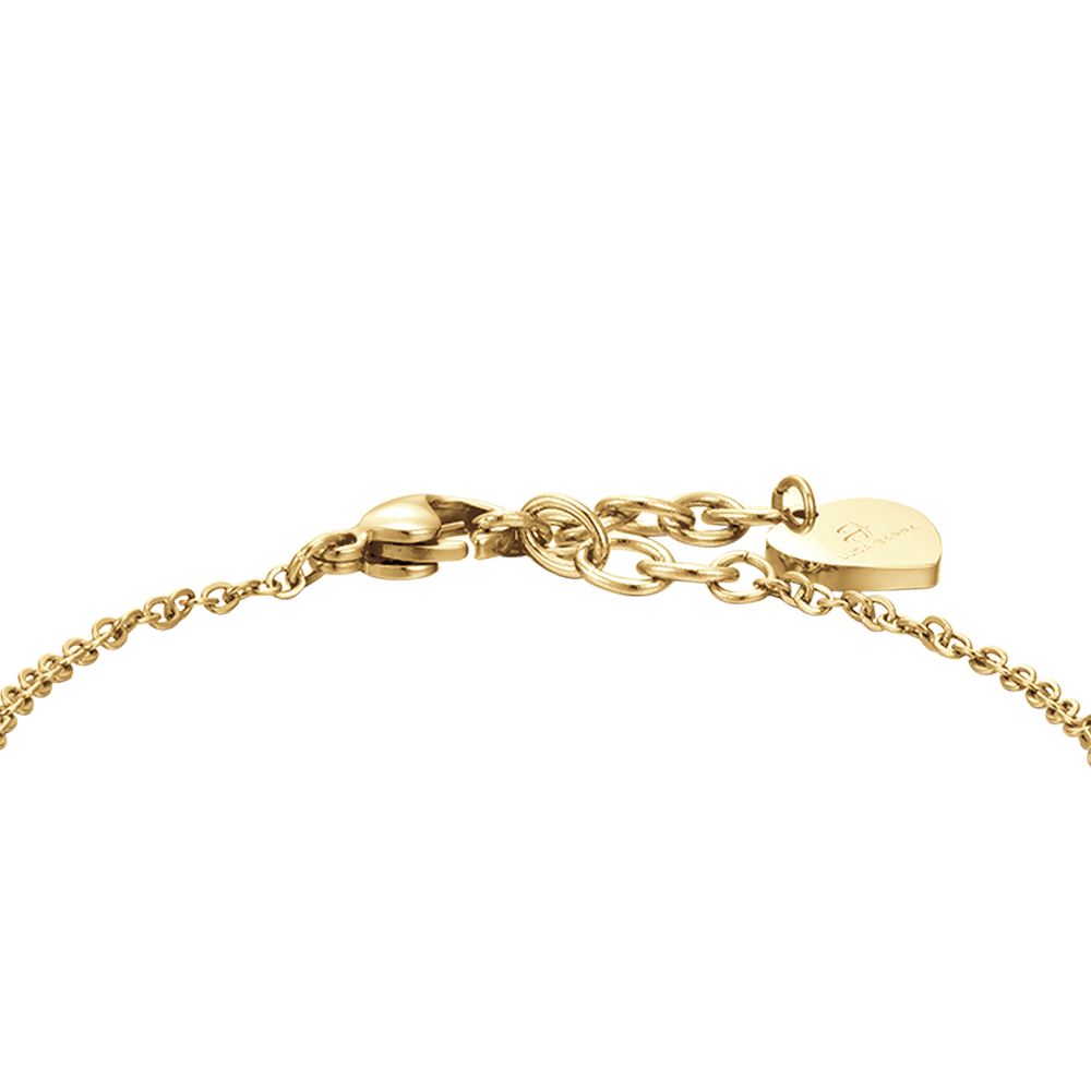 IP GOLD STAHL DAMENARMBAND MIT HERZEN UND WEISSEN KRISTALLEN