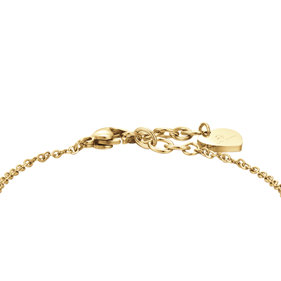 IP GOLD STAHL DAMENARMBAND MIT HERZEN UND WEISSEN KRISTALLEN