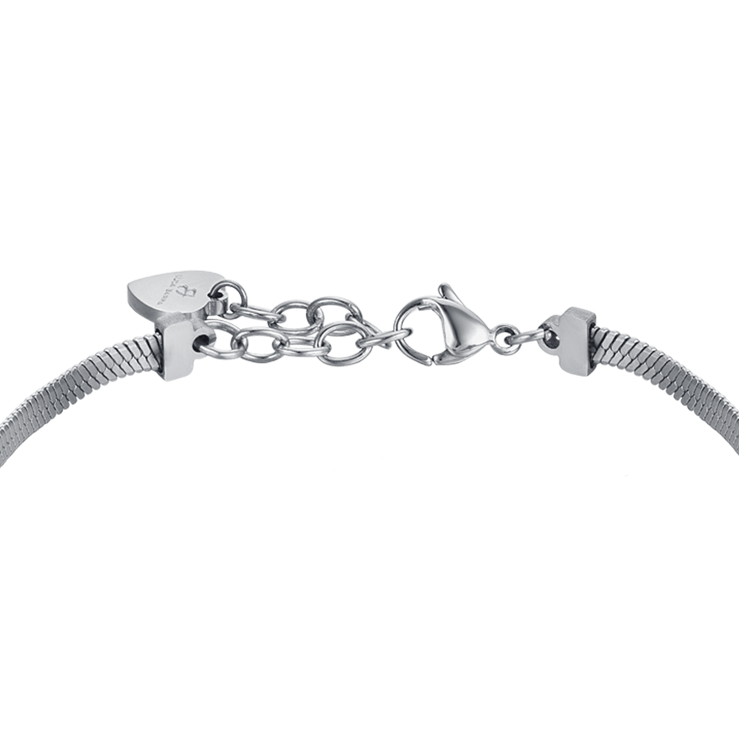 SCHLANGENSTAHL DAMENARMBAND MIT HERZEN MIT WEISSEN KRISTALLEN