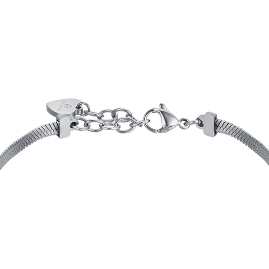 SCHLANGENSTAHL DAMENARMBAND MIT HERZEN MIT WEISSEN KRISTALLEN
