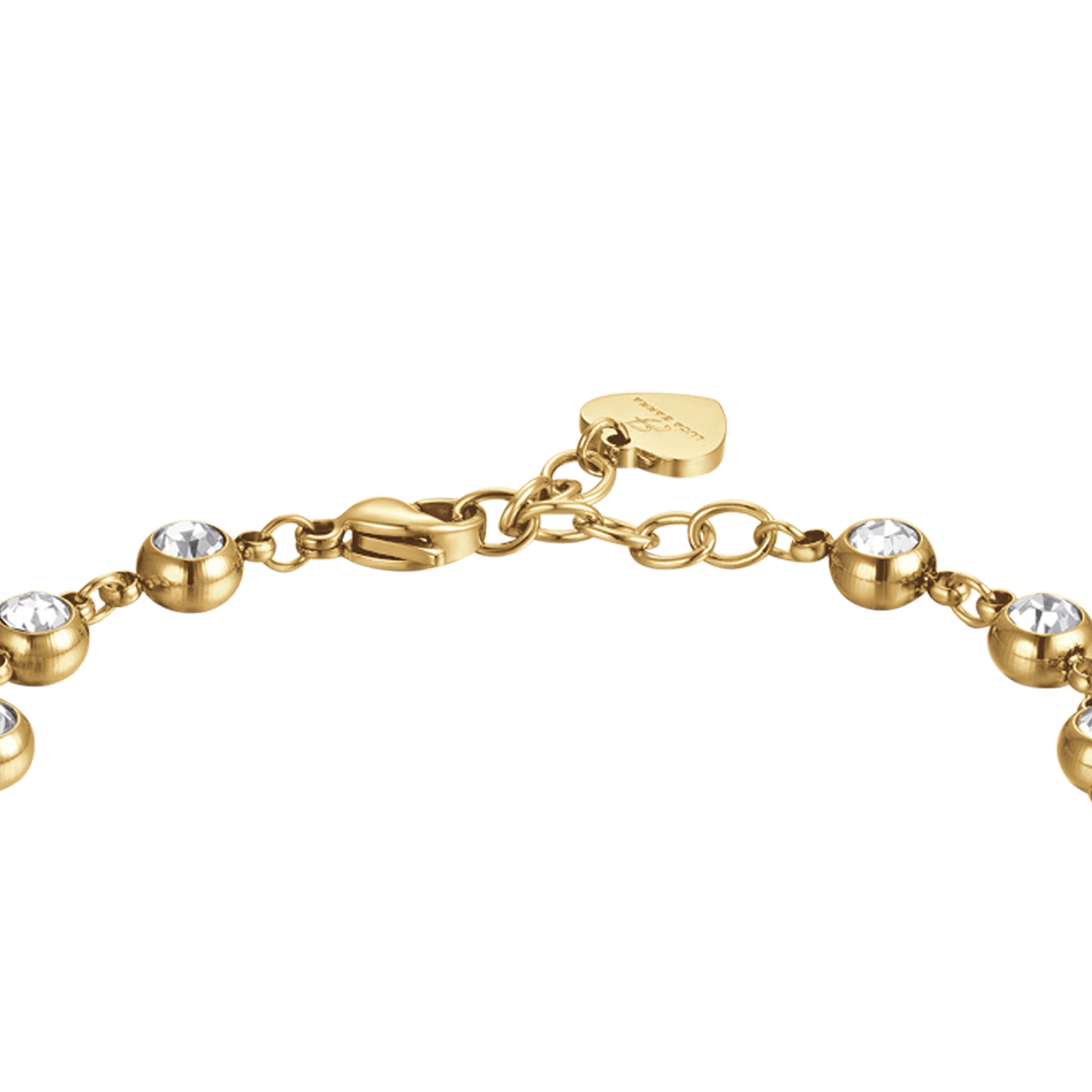 IP GOLD STAHL DAMENARMBAND MIT WEISSEN KRISTALLEN
