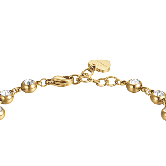 IP GOLD STAHL DAMENARMBAND MIT WEISSEN KRISTALLEN