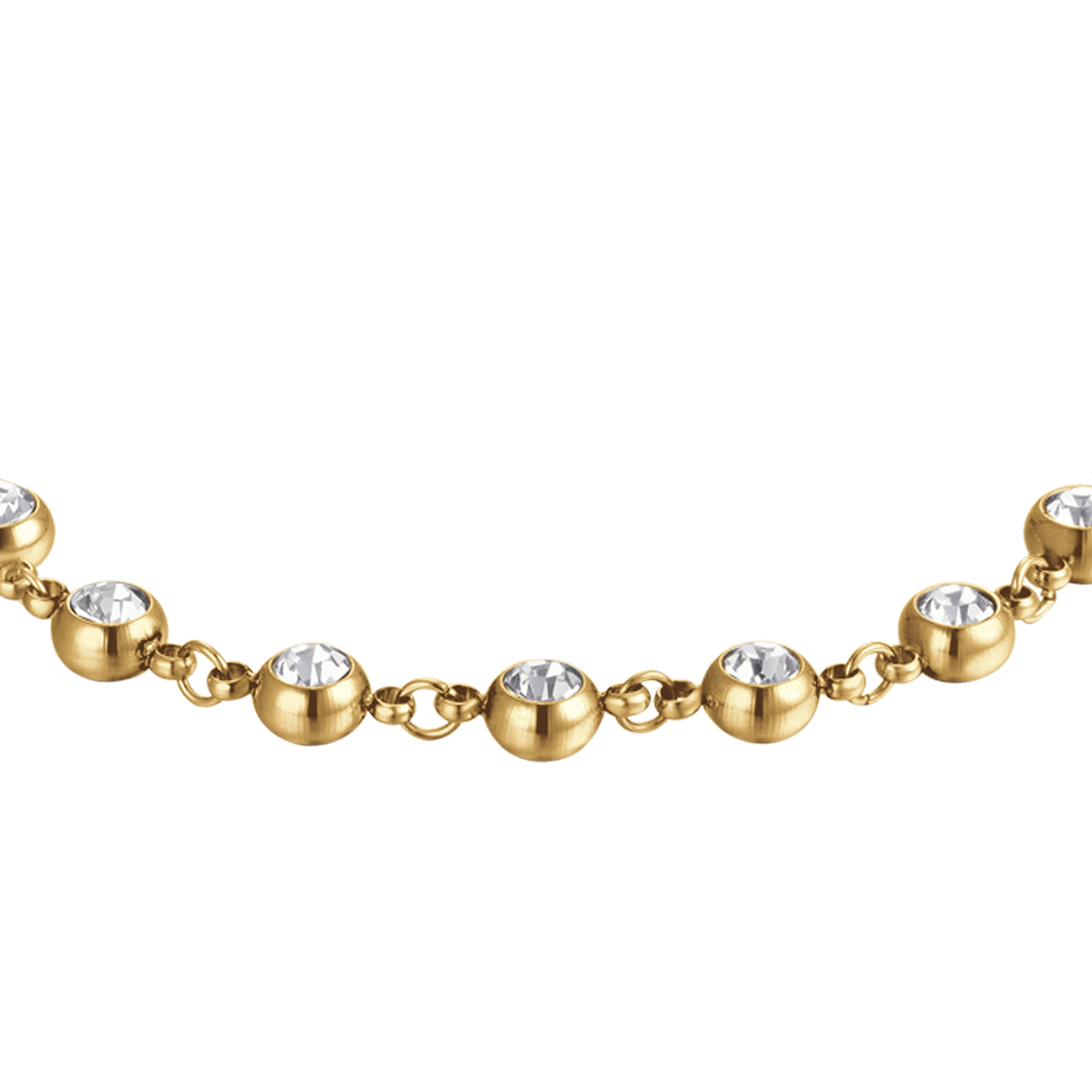 IP GOLD STAHL DAMENARMBAND MIT WEISSEN KRISTALLEN