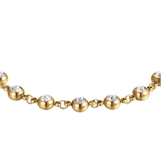 IP GOLD STAHL DAMENARMBAND MIT WEISSEN KRISTALLEN