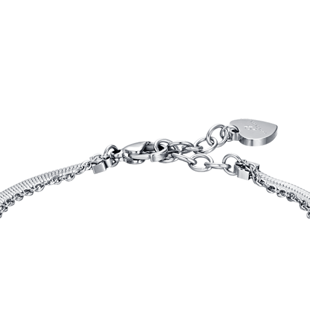 DAMENARMBAND AUS STAHL MIT LOTUSBLUME UND WEISSEN KRISTALLEN
