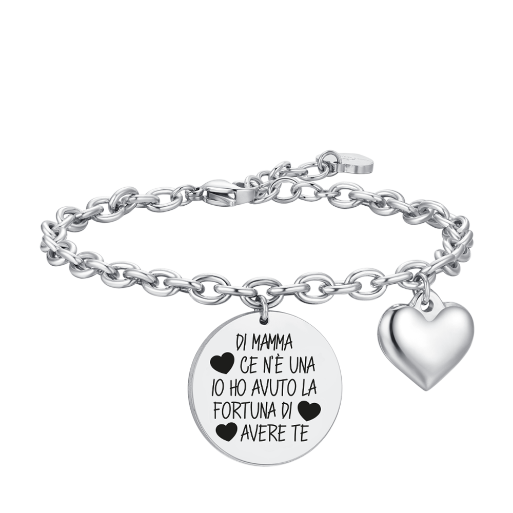BRACCIALE DONNA IN ACCIAIO DI MAMMA CE N'È UNA IO HO AVUTO LA FORTUNA DI AVERE