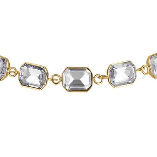 IP GOLD STAHL DAMENARMBAND MIT WEISSEN KRISTALLEN