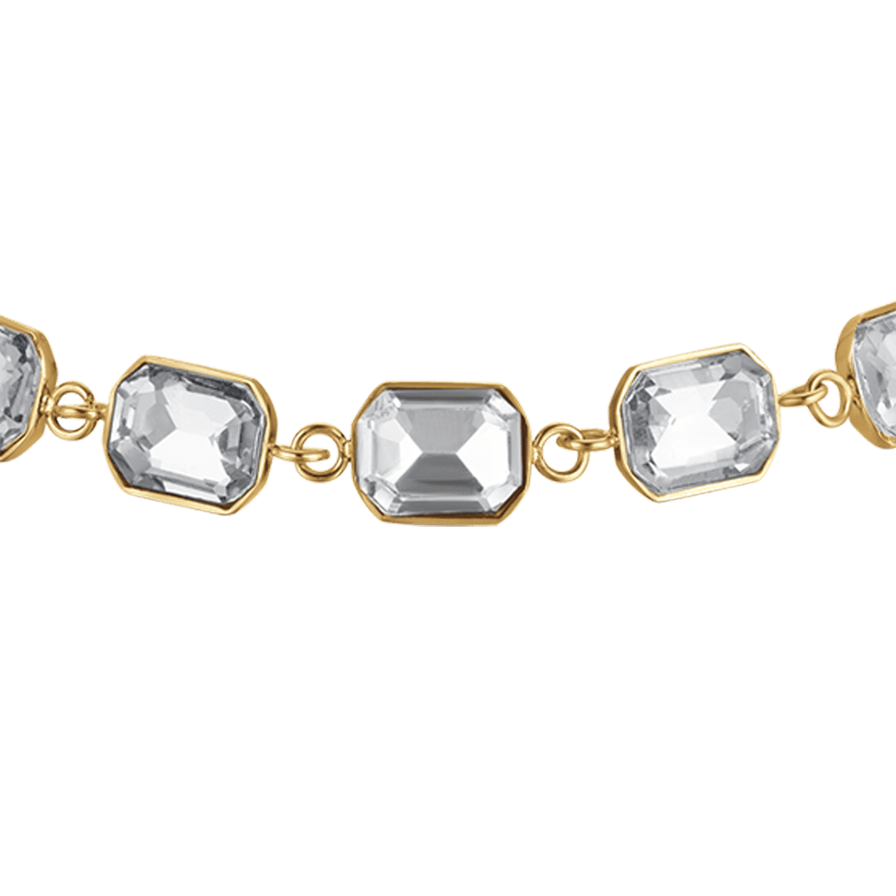 IP GOLD STAHL DAMENARMBAND MIT WEISSEN KRISTALLEN