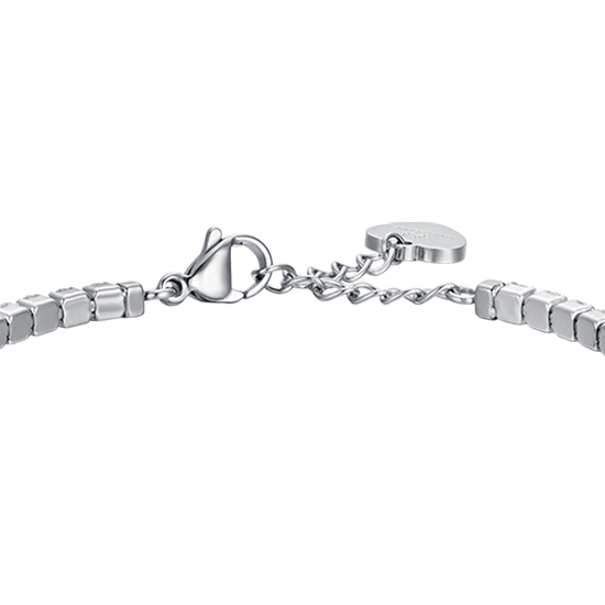 DAMEN-TENNISARMBAND AUS STAHL MIT WEISSEN KRISTALLEN UND BLAUEM KRISTALLHERZ