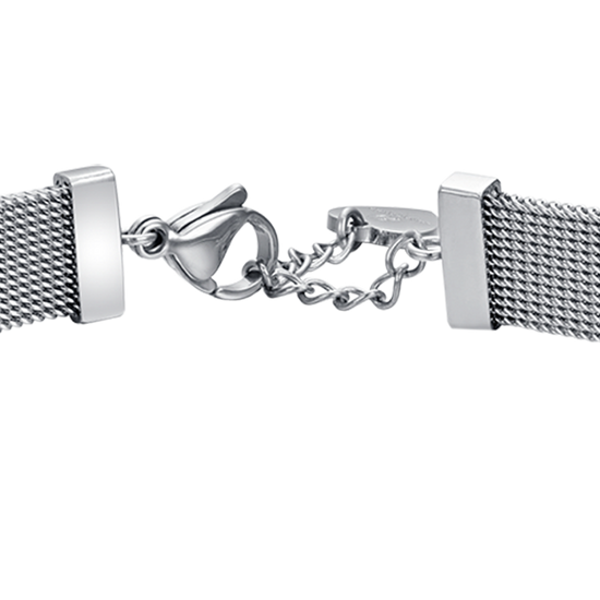 MILANO STEEL MESH DAMENARMBAND MIT HERZ MIT WEISSEN KRISTALLEN