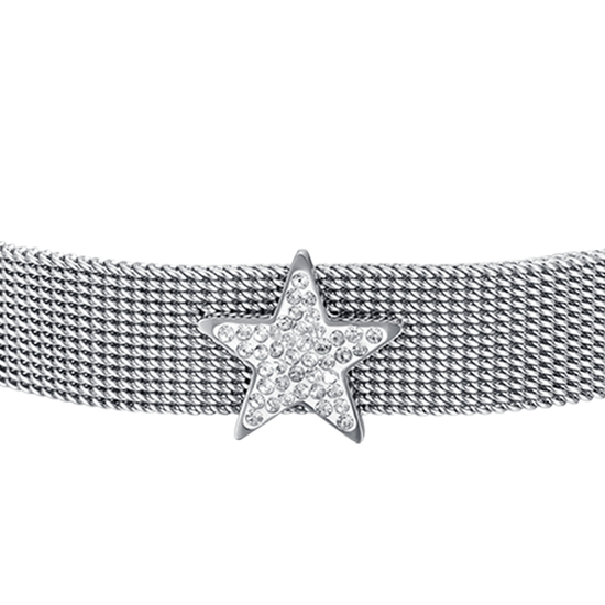 MILANO STEEL MESH DAMENARMBAND MIT STERN MIT WEISSEN KRISTALLEN