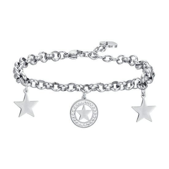 DAMENARMBAND AUS STAHL MIT STERNEN UND WEISSEN KRISTALLEN