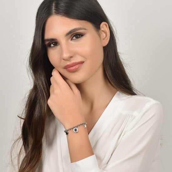 DAMENARMBAND AUS STAHL MIT STERNEN UND WEISSEN KRISTALLEN