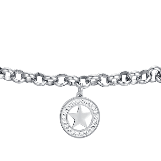 DAMENARMBAND AUS STAHL MIT STERNEN UND WEISSEN KRISTALLEN