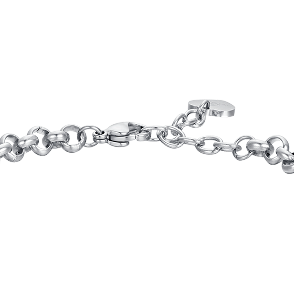 DAMENARMBAND AUS STAHL MIT LEBENSBAUM UND WEISSEN KRISTALLEN