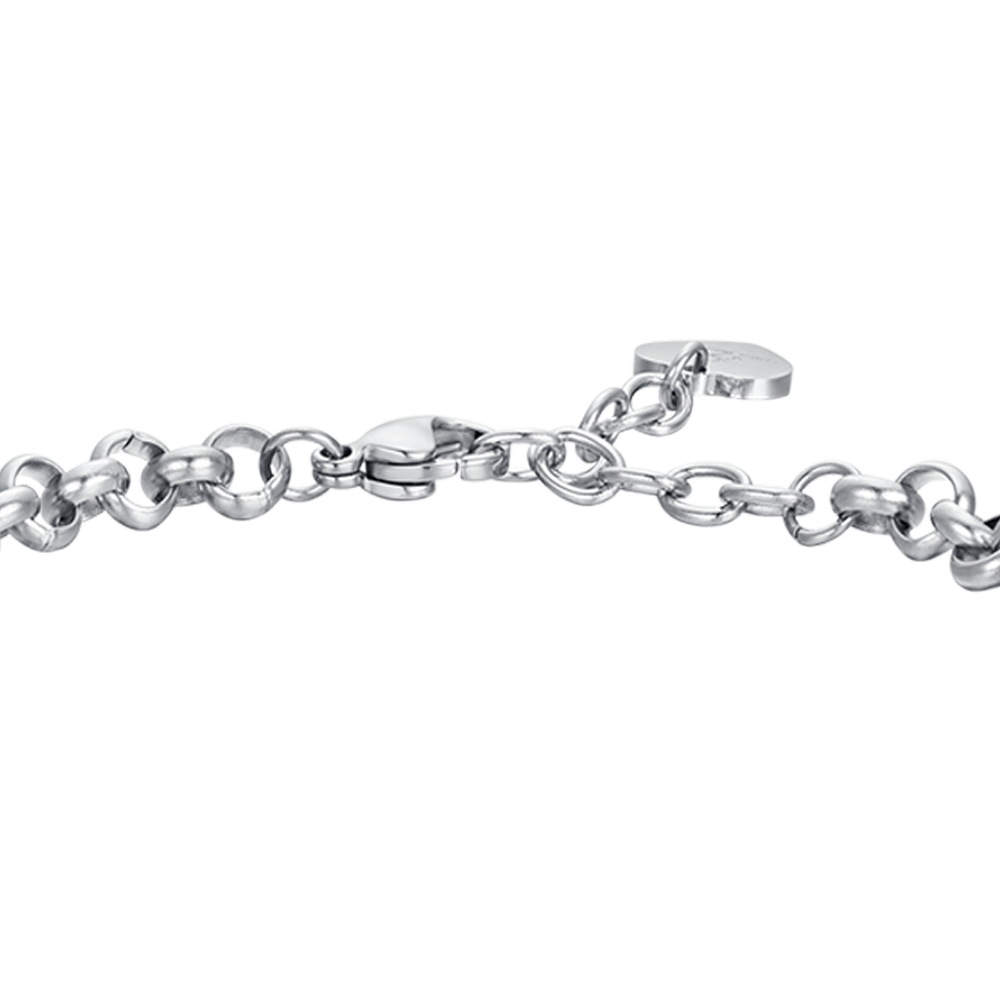 DAMENARMBAND AUS STAHL MIT BLUME DES LEBENS UND WEISSEN KRISTALLEN