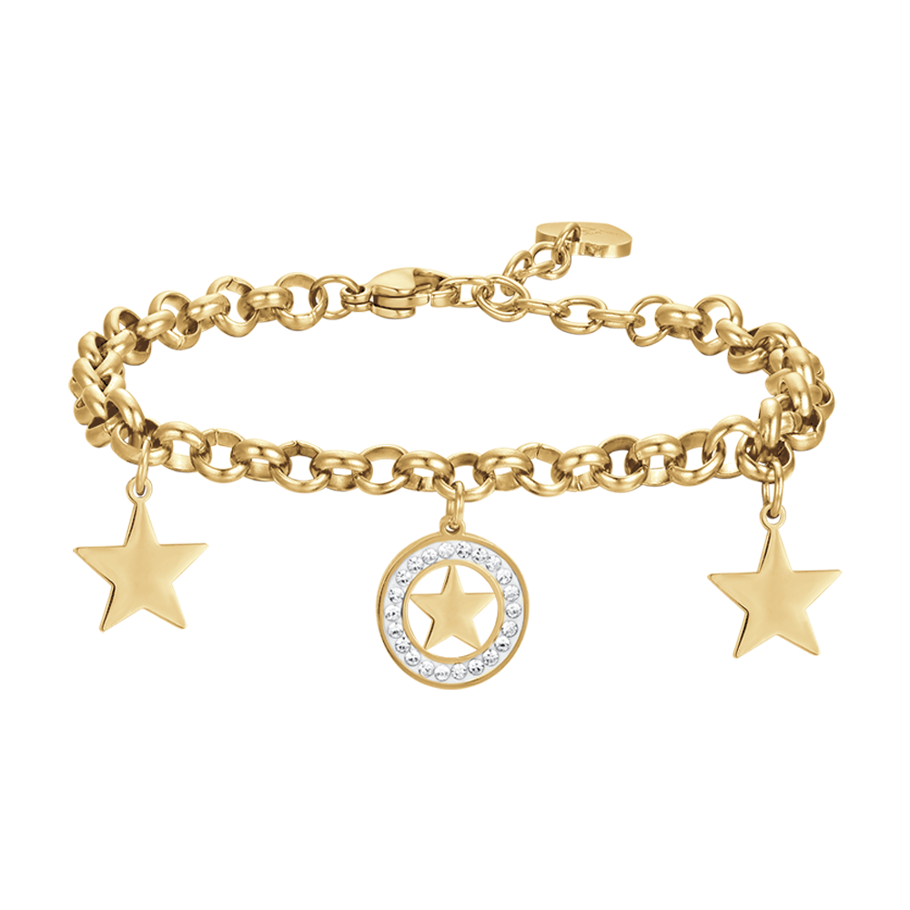 DAMENARMBAND AUS STAHL MIT STERNEN UND WEISSEN KRISTALLEN
