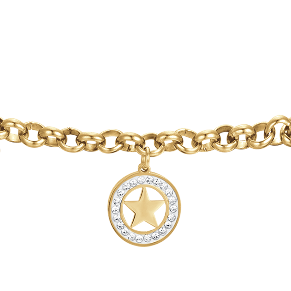 DAMENARMBAND AUS STAHL MIT STERNEN UND WEISSEN KRISTALLEN