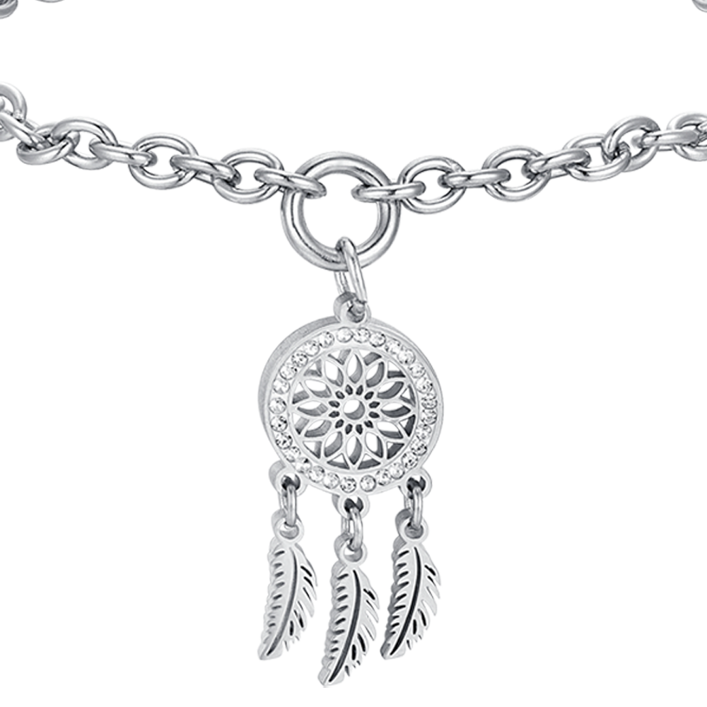 TRAUMFÄNGER-ARMBAND AUS STAHL MIT WEISSEN KRISTALLEN